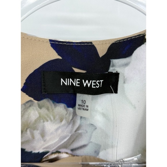 NWT Nine West Mykonos Waistcoat Vest Womens 10 Beige Floral Polyester Sleeveless - Picture 2 of 8